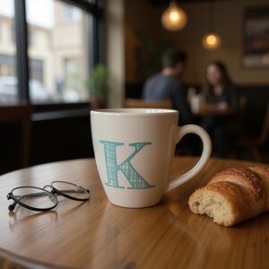 Home Essentials 18oz mug with the letter “K”